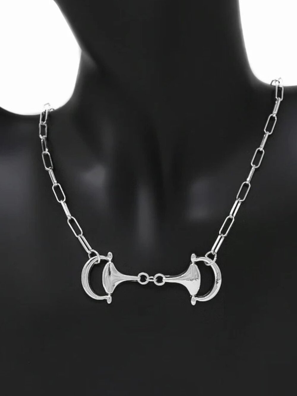 Silver Plated Hypoallergenic Western Boho Style Horsebit Cowgirl Necklace NEW